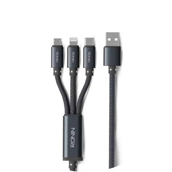 SMASH | R-2015 - 3 in 1 Cable TYPE C-Android-iOS 2.4Amp Braided Shield Cable