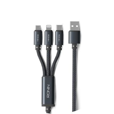 SMASH | R-2015 - 3 in 1 Cable TYPE C-Android-iOS 2.4Amp Braided Shield Cable